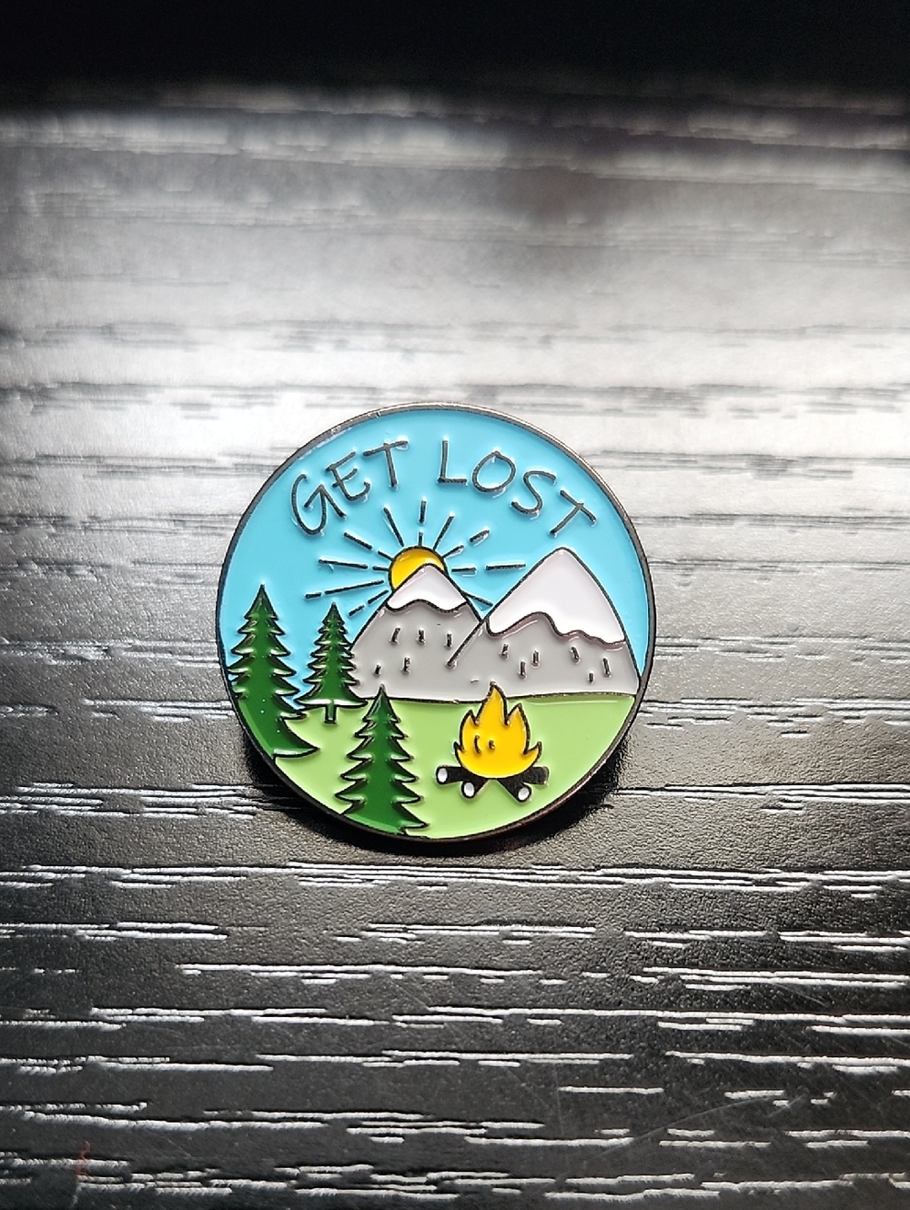 Get Lost Enamel Pin - Mountain Campfire - Picture 1 of 4